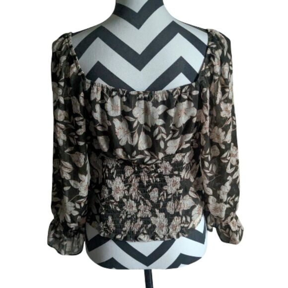 IN San Francisco Floral Square Neck Smocked Blouse - Picture 4 of 4